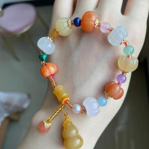Golden Silk Jade Beaded Bracelet