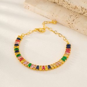 小众高级感女电镀时尚气质七彩方形锆石手串